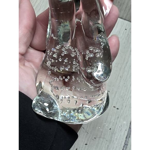 Vtg Hand Blown Art Glass Hound Dog Paperweight Controlled Bubbles Clear Puppy - Picture 4 of 11